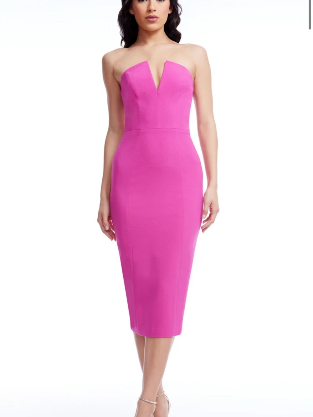 Dress the Population Perla Strapless V-Notch Midi Dress
